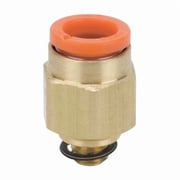Push-Fit Adapter Fitting, Push-to-Connect x MUNF, 1/4 in Tube OD, 10-32 Pipe Size, Brass