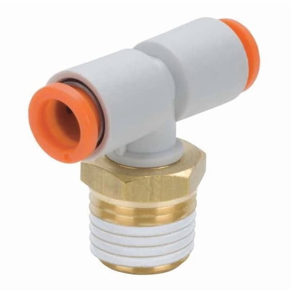 Push-Fit Tee Fitting, Push-to-Connect x Push-to-Connect x MBSPT, 1/2 in Tube OD, 3/8 in Pipe Size