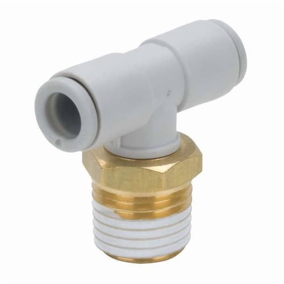Push-Fit Tee Fitting, Push-to-Connect x Push-to-Connect x MBSPT, 8mm Tube OD, 1/8 in Pipe Size