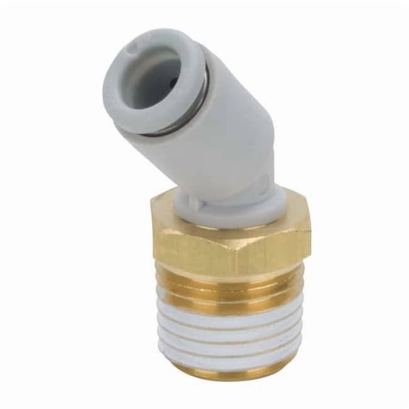 Push-Fit Elbow Fitting, Push-to-Connect x MBSPT, 10mm Tube OD, 1/2 in Pipe Size, Plastic