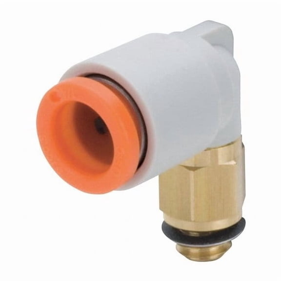 Push-Fit Elbow Fitting, Push-to-Connect x MUNF, 1/4 in Tube OD, 10-32 Pipe Size, Plastic
