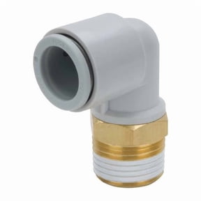 Push-Fit Elbow Fitting, Push-to-Connect x MBSPT, 4mm Tube OD, 1/8 in Pipe Size, Plastic