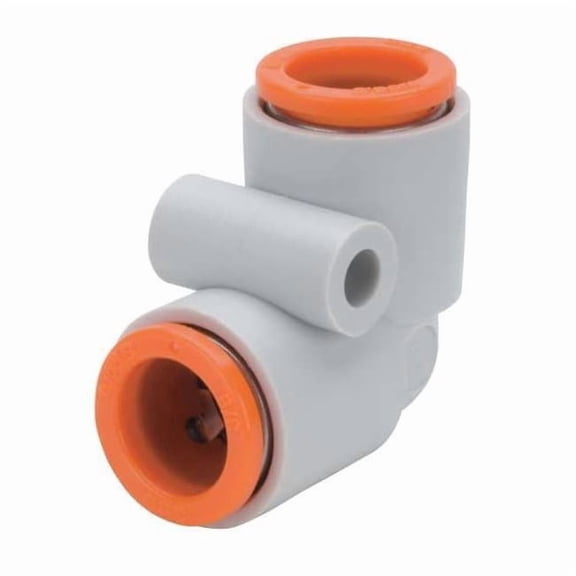 Push-Fit Elbow Fitting, Push-to-Connect x Push-to-Connect, 5/32 in Tube OD, Plastic KQ2L03-00A