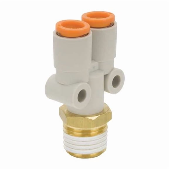Push-Fit Wye Fitting, Push-to-Connect x Push-to-Connect x MBSPT, 1/4 in Tube OD, 1/4 in Pipe Size