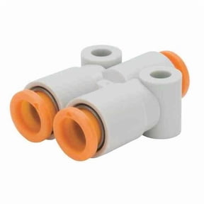 Push-Fit Wye Fitting, Push-to-Connect x Push-to-Connect x Push-to-Connect, 1/4 in x 5/16 in Tube OD