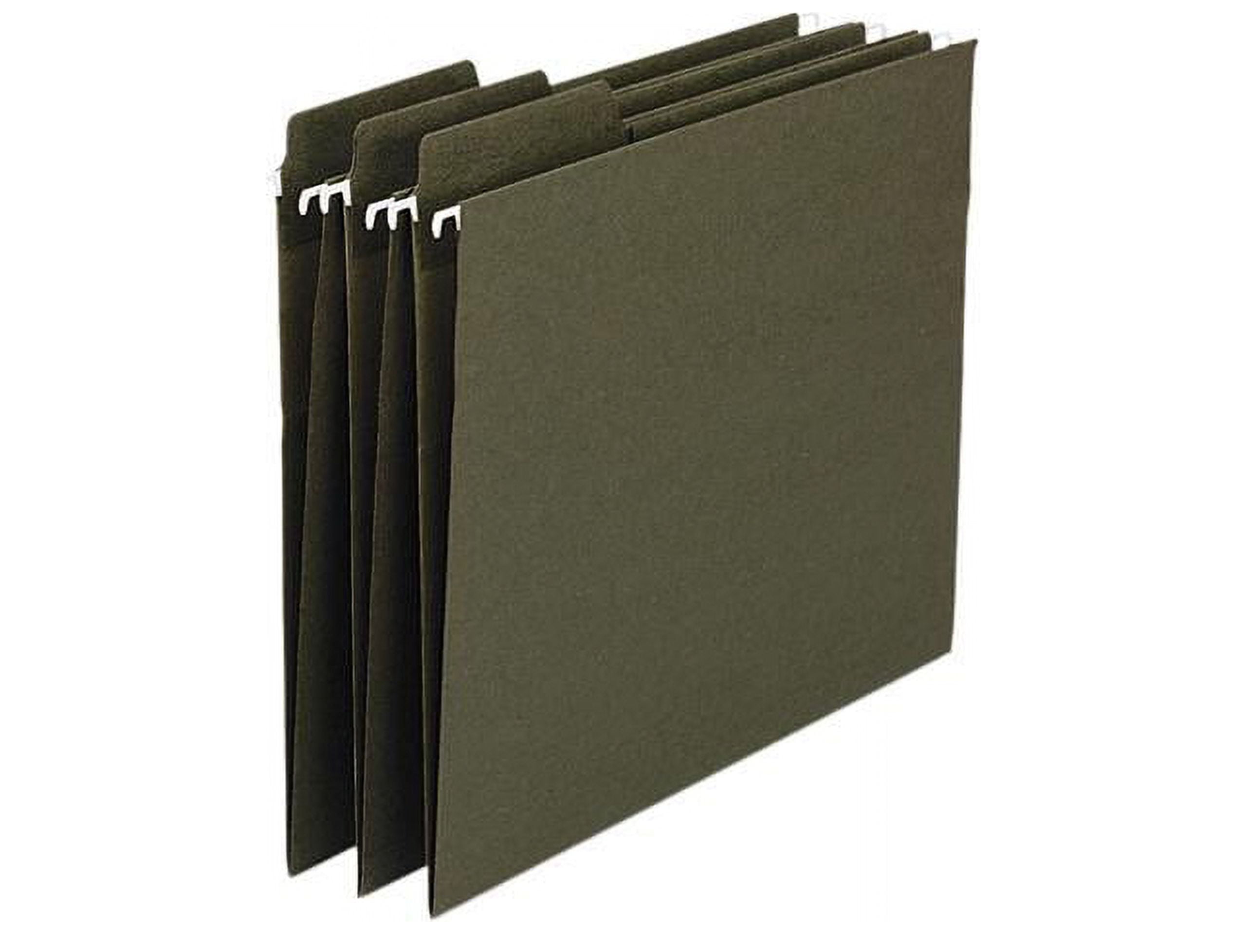 Smead 100% Recycled FasTabÂ® Hanging File Folder, 1/3-Cut Built-In Tab, Letter Size, Moss, 20 per Box (64037)