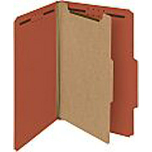 Smead 100% Recycled Pressboard Classification File Folder 1 Divider 2" Expansion Legal Size Red 10 per Box