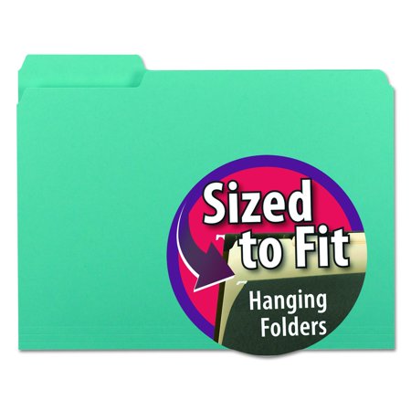 Smead Interior File Folders 1/3-Cut Tabs Letter Aqua 100/Box 10235