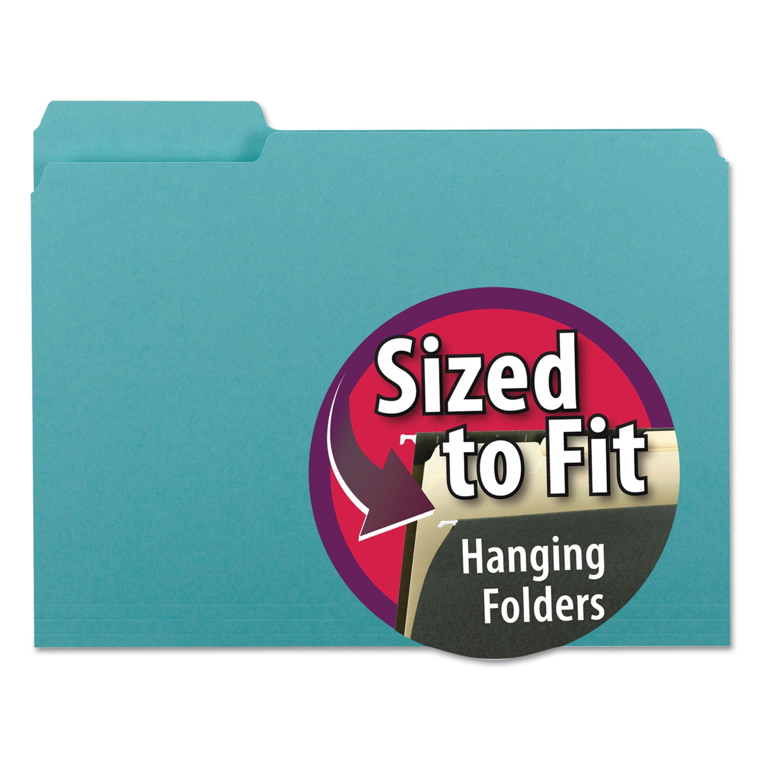 Smead Interior File Folders 1/3-Cut Tabs Letter Aqua 100/Box 10235