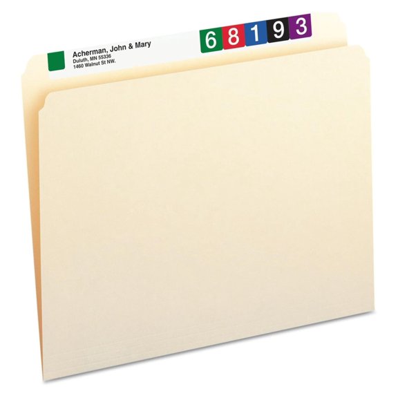Smead 10300 File Folders Straight Cut One-Ply Top Tab Letter Manila 100/Box