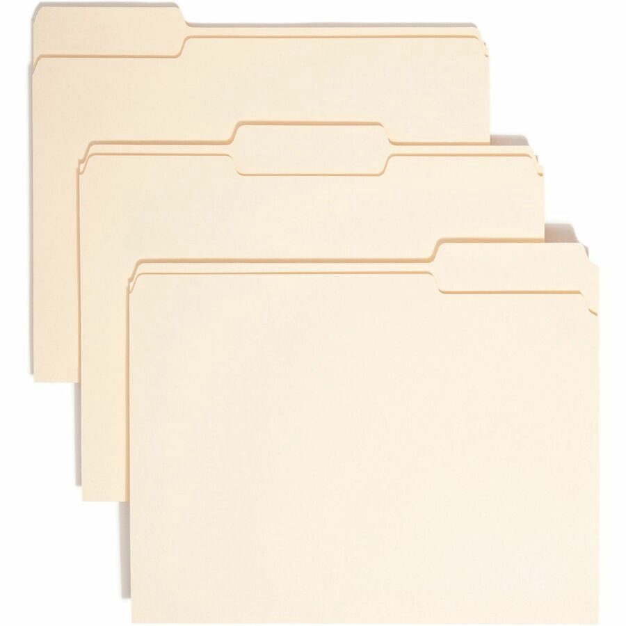 Smead 10338 Antimicrobial One-Ply File Folders, 1/3 Cut Top Tab, Letter, Manila, 100/Box