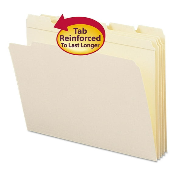 Smead File Folders 1/5 Cut Reinforced Top Tab Letter Manila 100/Box 10356