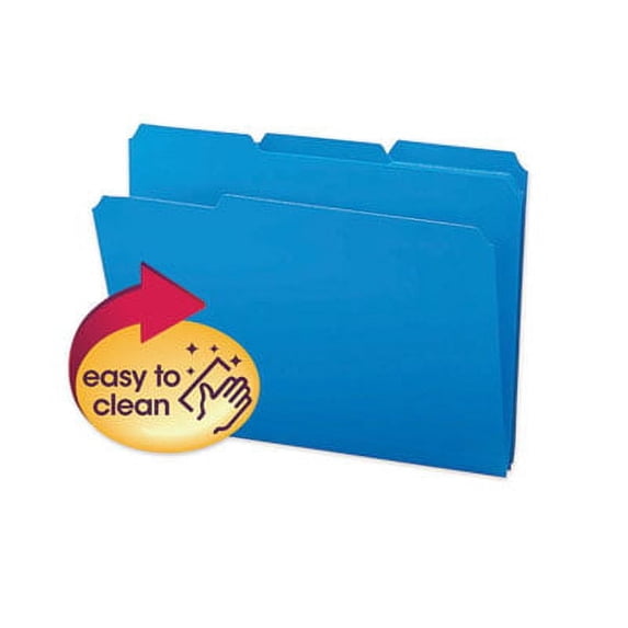 Smead 10503 Waterproof Poly File Folders, 1/3 Cut Top Tab, Letter, Blue, 24/Box