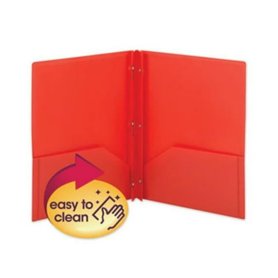 Smead 11 x 8.5 in. Smead Poly Two-Pocket Folder with Fasteners, Red