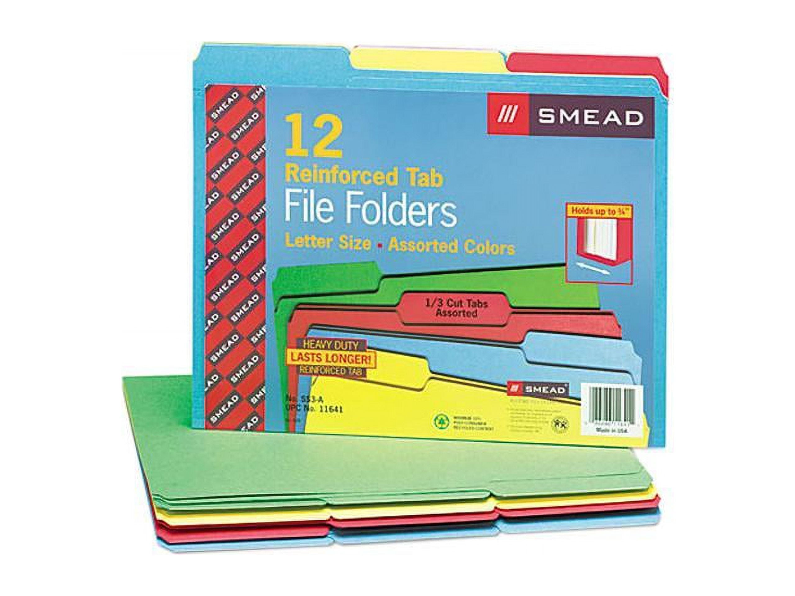 Smead Office Colorful Colored File Folders, 1/3 Cut, Reinforced Top ...