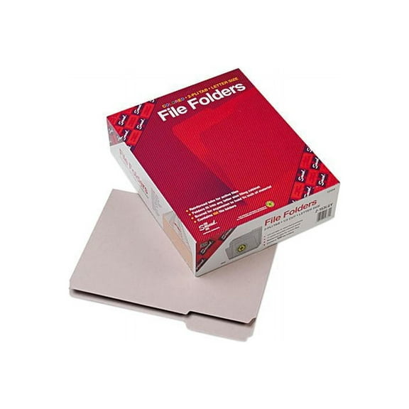 Smead 12334 File Folders, 1/3 Cut, Reinforced Top Tab, Letter, Gray, 100/Box
