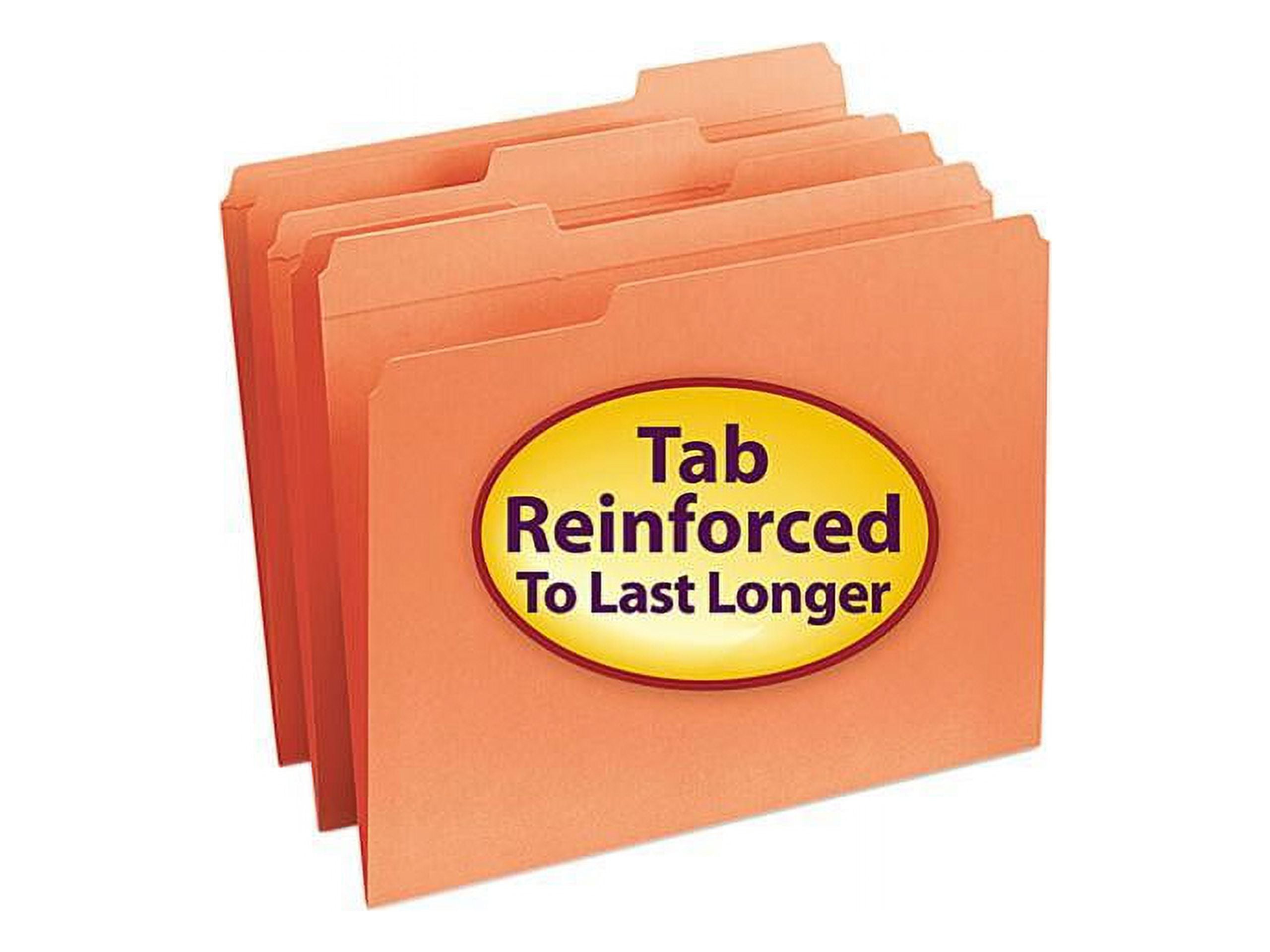 Smead 12534 File Folders, 1/3 Cut, Reinforced Top Tab, Letter, Orange, 100/Box