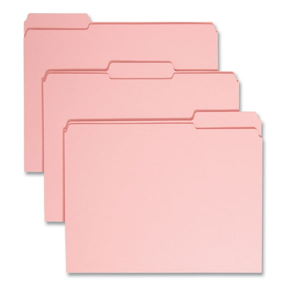 Smead Reinforced Top Tab Colored File Folders 1/3-Cut Letter Pink 100/Box 12634