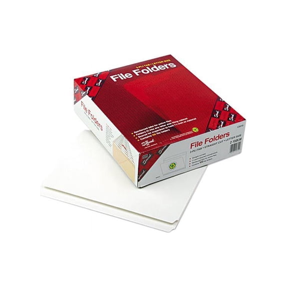 Smead 12810 File Folders, Straight Cut, Reinforced Top Tab, Letter, White, 100/Box