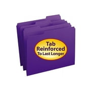 Smead 13034 File Folders, 1/3 Cut, Reinforced Top Tab, Letter, Purple, 100/Box