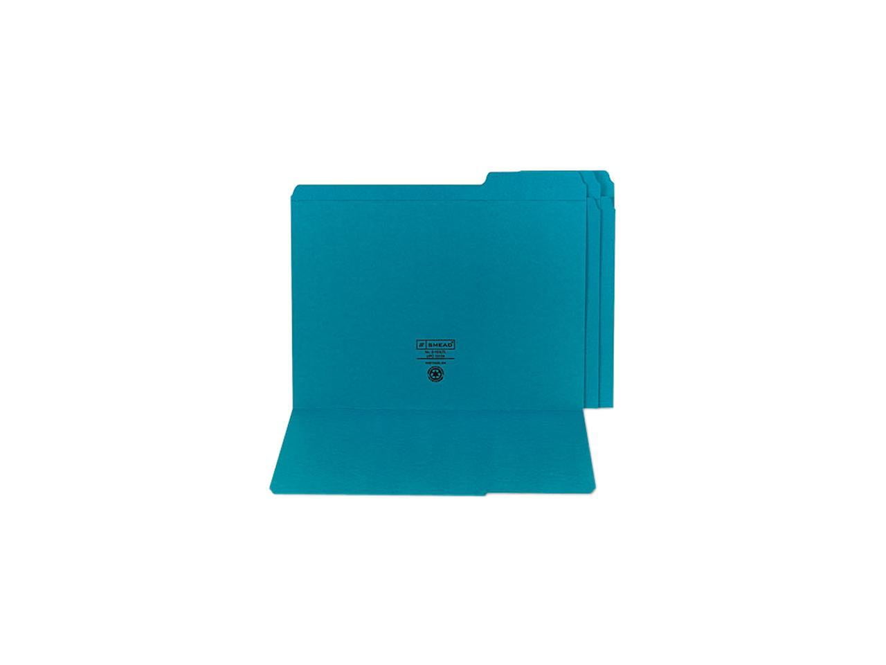 Smead 13134 File Folders, 1/3 Cut, Reinforced Top Tab, Letter, Teal, 100/Box