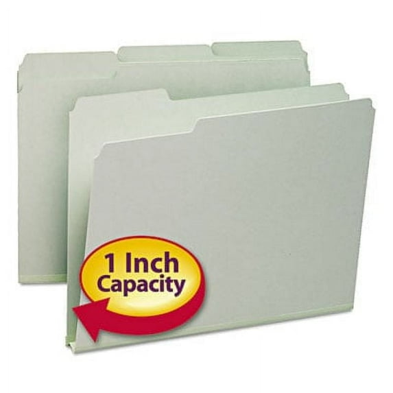 Smead 13230 Recycled Folder, One Inch Expansion, 1/3 Top Tab, Letter, Gray Green, 25/Box