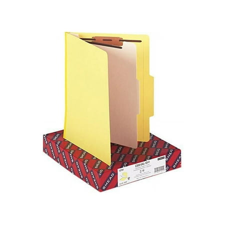 Smead Top Tab Classification Folder, One Divider, Four-Section, Letter, Yellow, 10/Box