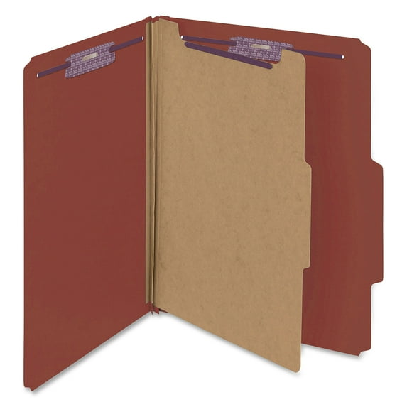Smead® Classification Folders, Pressboard With SafeSHIELD® Fasteners, 1 Divider, 2" Expansion, Letter Size, 100% Recycle