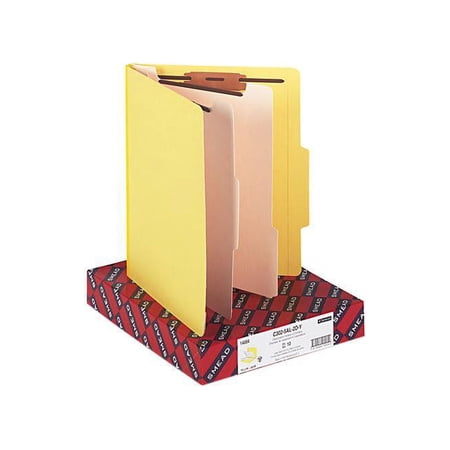 Smead Pressboard Folder,6 Section,Yellow,PK10 14004