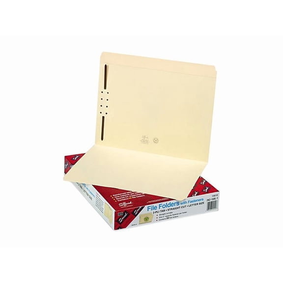 Smead 14510 Folders, One Fastener, Straight Cut, Top Tab, Letter, Manila, 50/Box