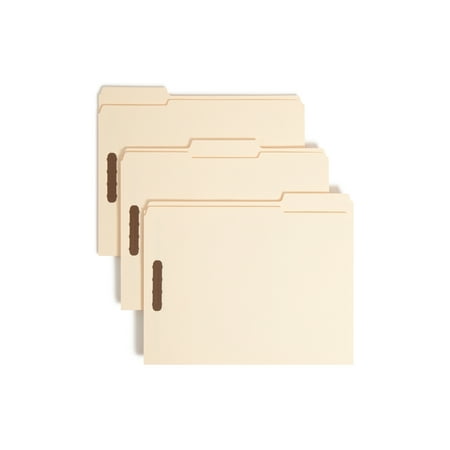 Smead 14537 Folder, Two Fasteners, 1/3 Cut Assorted, Top Tab, Letter, Manila, 50/Box