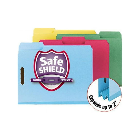 Smead 14937 Colored Pressboard Fastener Folders, Letter, 1/3 Cut, Blue, 25/Box