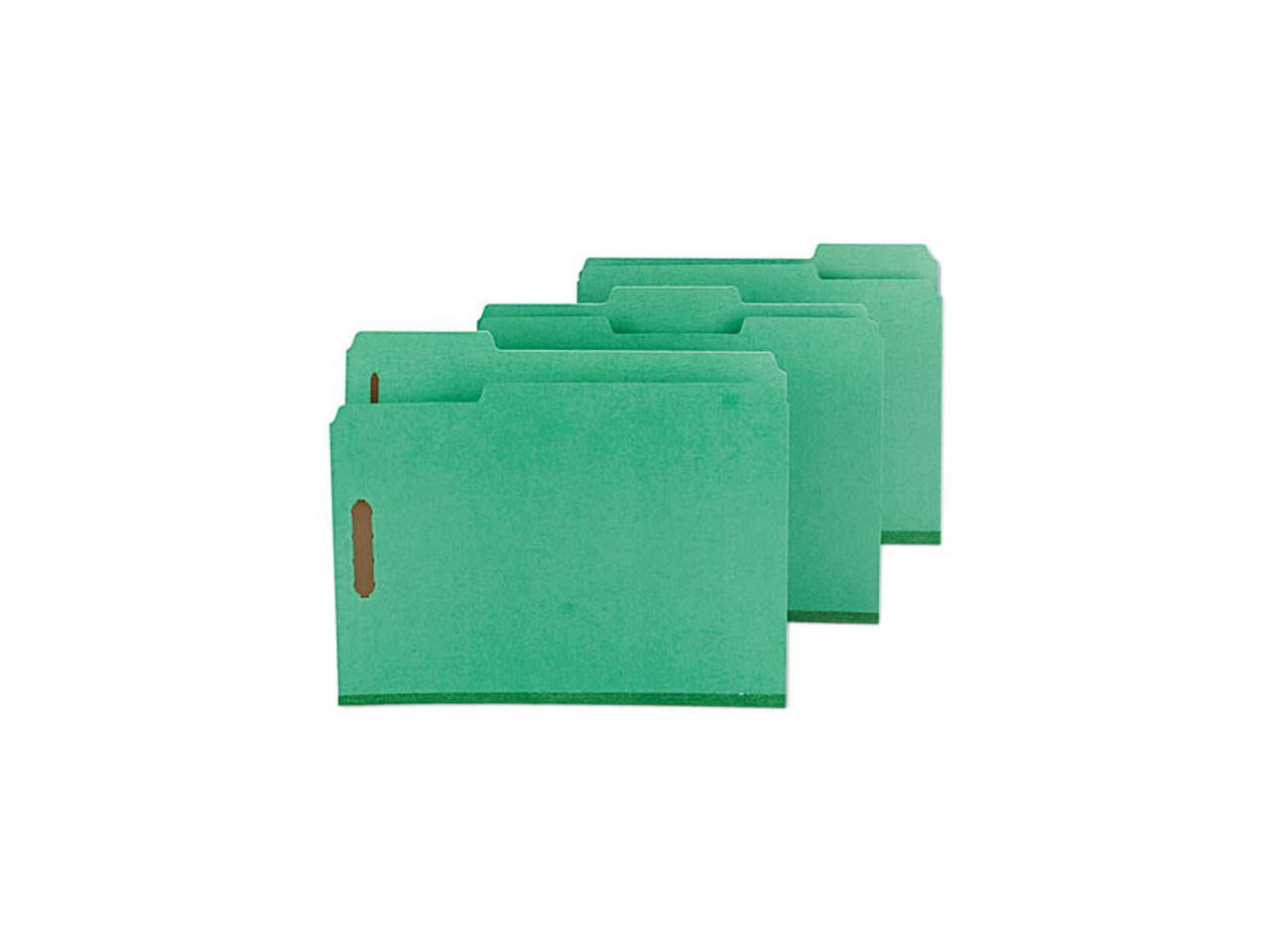 Smead 14938 Colored Pressboard Fastener Folders, Letter, 1/3 Cut, Green, 25/Box