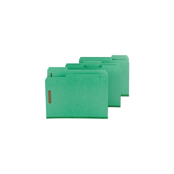 Smead 14938 Colored Pressboard Fastener Folders, Letter, 1/3 Cut, Green, 25/Box
