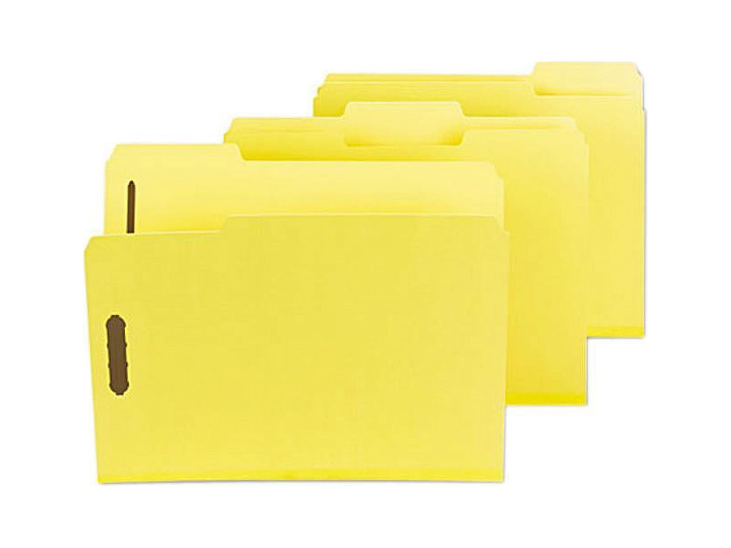 Smead 14939 Colored Pressboard Fastener Folders, Letter, 1/3 Cut, Yellow, 25/Box