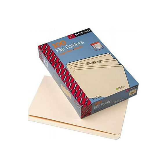 Smead 15300 File Folders, Straight Cut, One-Ply Top Tab, Legal, Manila, 100/Box