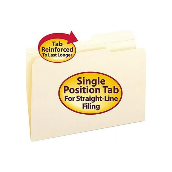 Smead Guide Height Folder 2/5 Cut Right Reinforced Top Tab Legal Manila 100/Box 15386