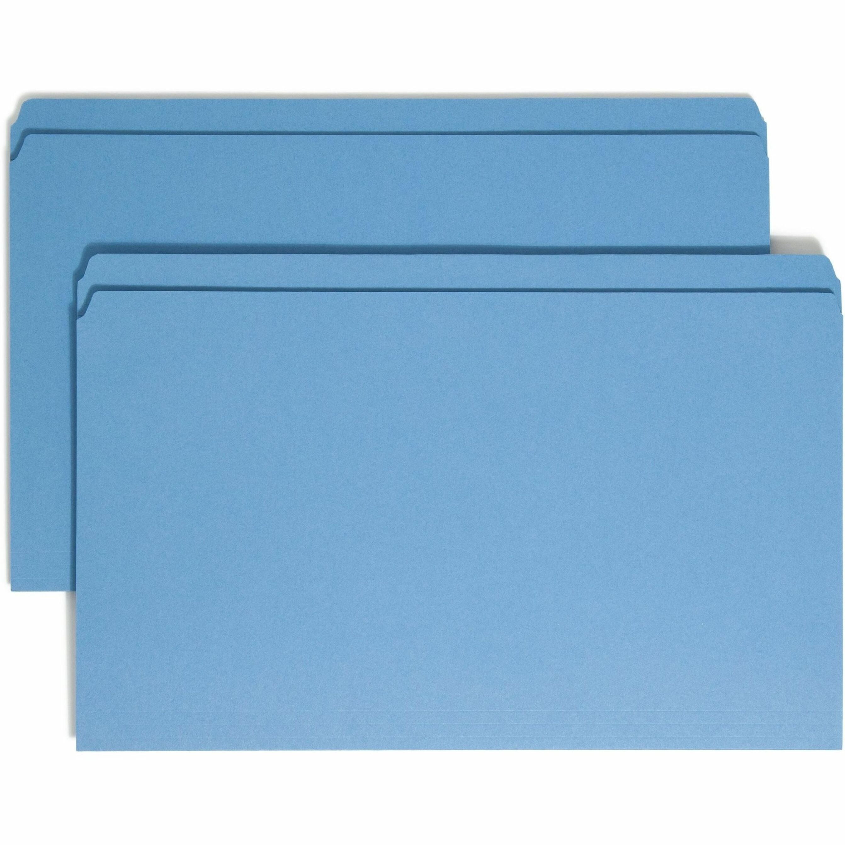 Smead, SMD17010, File Folders with Reinforced Tab, 100 / Box, Blue