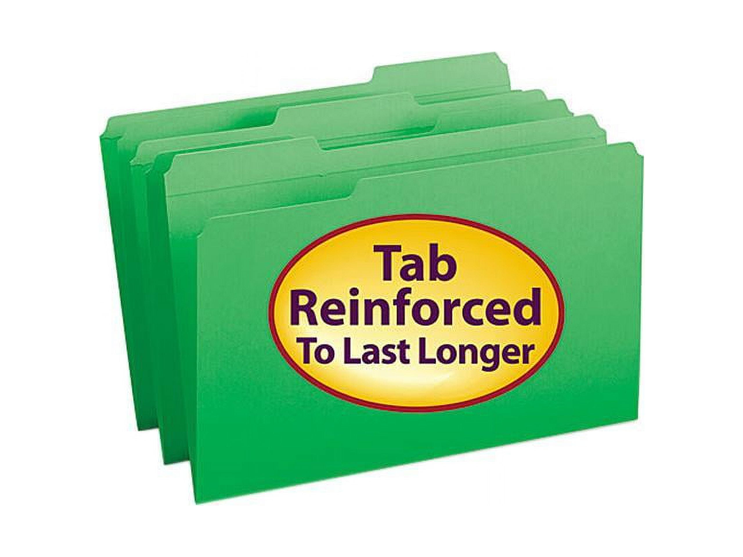Smead 17134 File Folders, 1/3 Cut, Reinforced Top Tab, Legal, Green, 100/Box