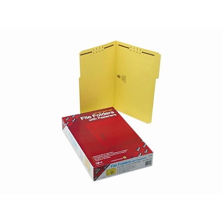 Smead 17940 Folders, Two Fasteners, 1/3 Cut Assorted, Top Tab, Legal, Yellow, 50/Box