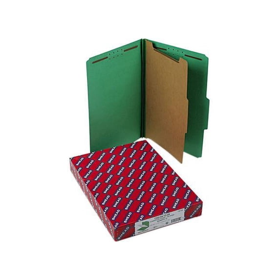 Smead 18733 Pressboard Classification Folders, Legal, Four-Section, Green, 10/Box