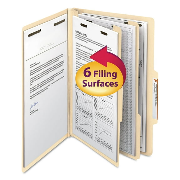 Smead Manila Classification Folders with 2/5 Right Tab Legal Six-Section 10/Box 19000