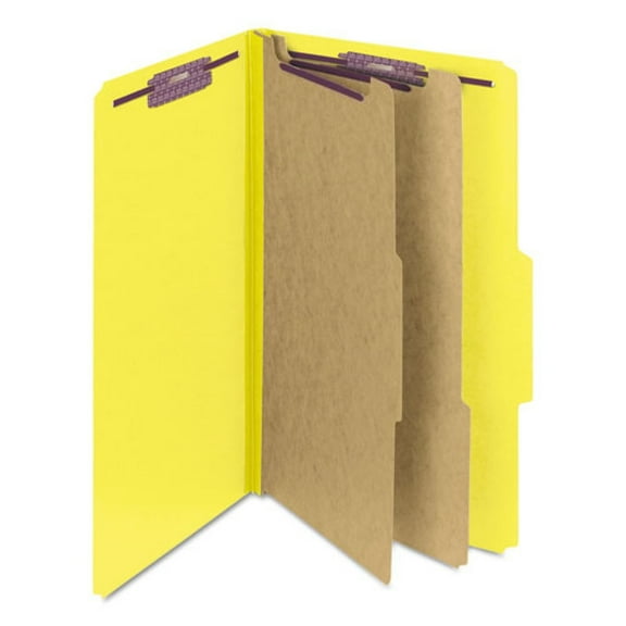 Smead 19034 Pressboard Six-Section Top Tab Classification Folders - Legal, Yellow (10/Box)