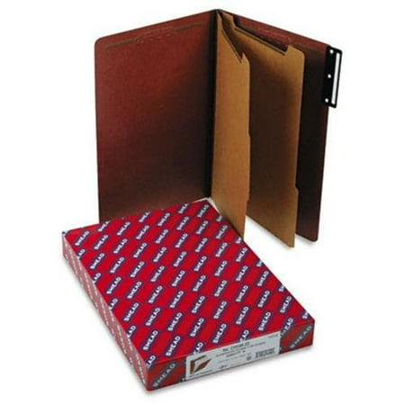Smead® 1/3-Cut Metal Tab Classification Folders, Legal Size, 2" Expansion, 60% Recycled, Red, Box Of 10