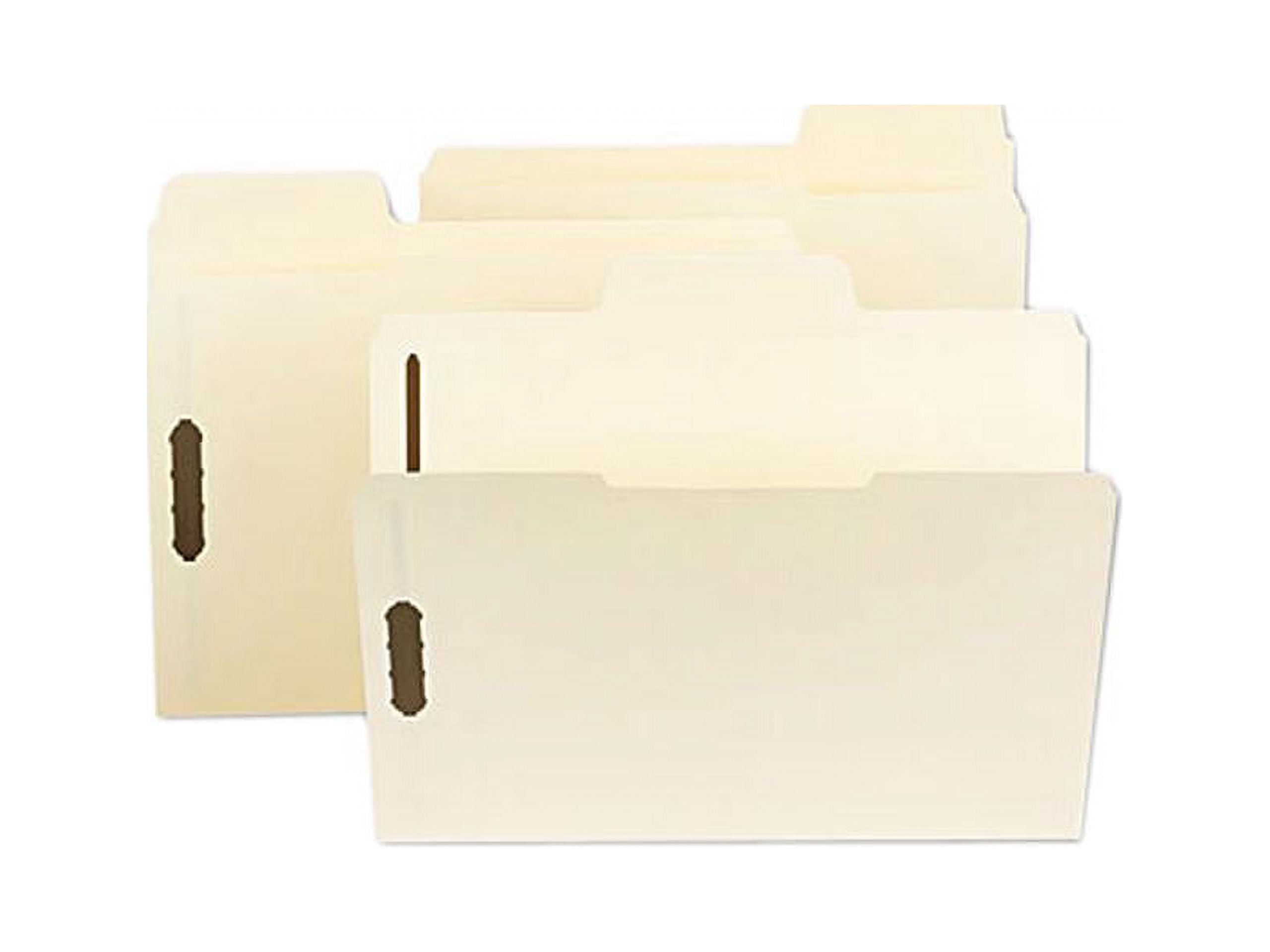 Smead 19535 SuperTab File Folders with Fastener, 1/3 Cut, 11 Point, Legal, Manila, 50/Box