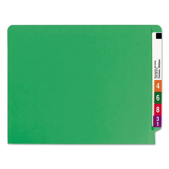 Smead® Color End-Tab Folders, Straight Cut, Letter Size, Green, Box Of 100