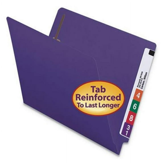 Smead 25440 Heavyweight Purple End Tab Folders with Fasteners