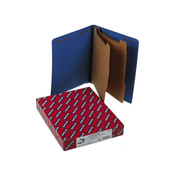 Smead 26784 Pressboard End Tab Classification Folders, Letter, Six-Section, Dark Blue, 10/Bx