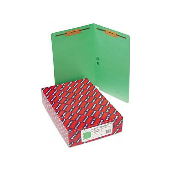 Smead 28140 Two-Inch Capacity Fastener Folders, Straight Tab, Legal, Green, 50/Box