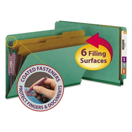 2 in. Expansion End Tab Pressboard Classification Folders - Green/Legal Size (10/Box)